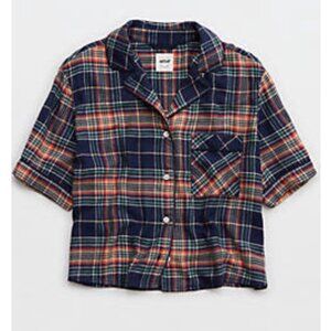 Aerie Flannel Pajama Shirt Size Large